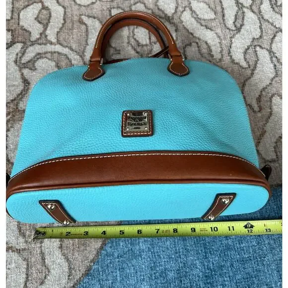 DOONEY & BOURKE Turquoise Pebble Leather Zip Top Domed Satchel Bag Purse - Picture 12 of 16
